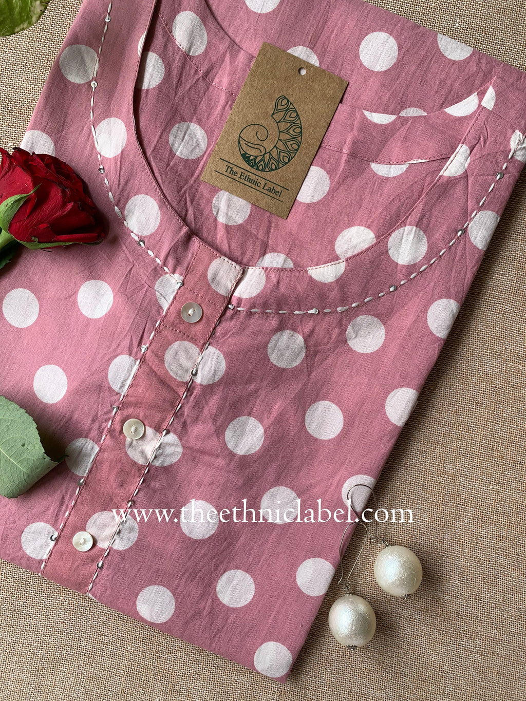 "Baani" Polka Dot Cotton kurta