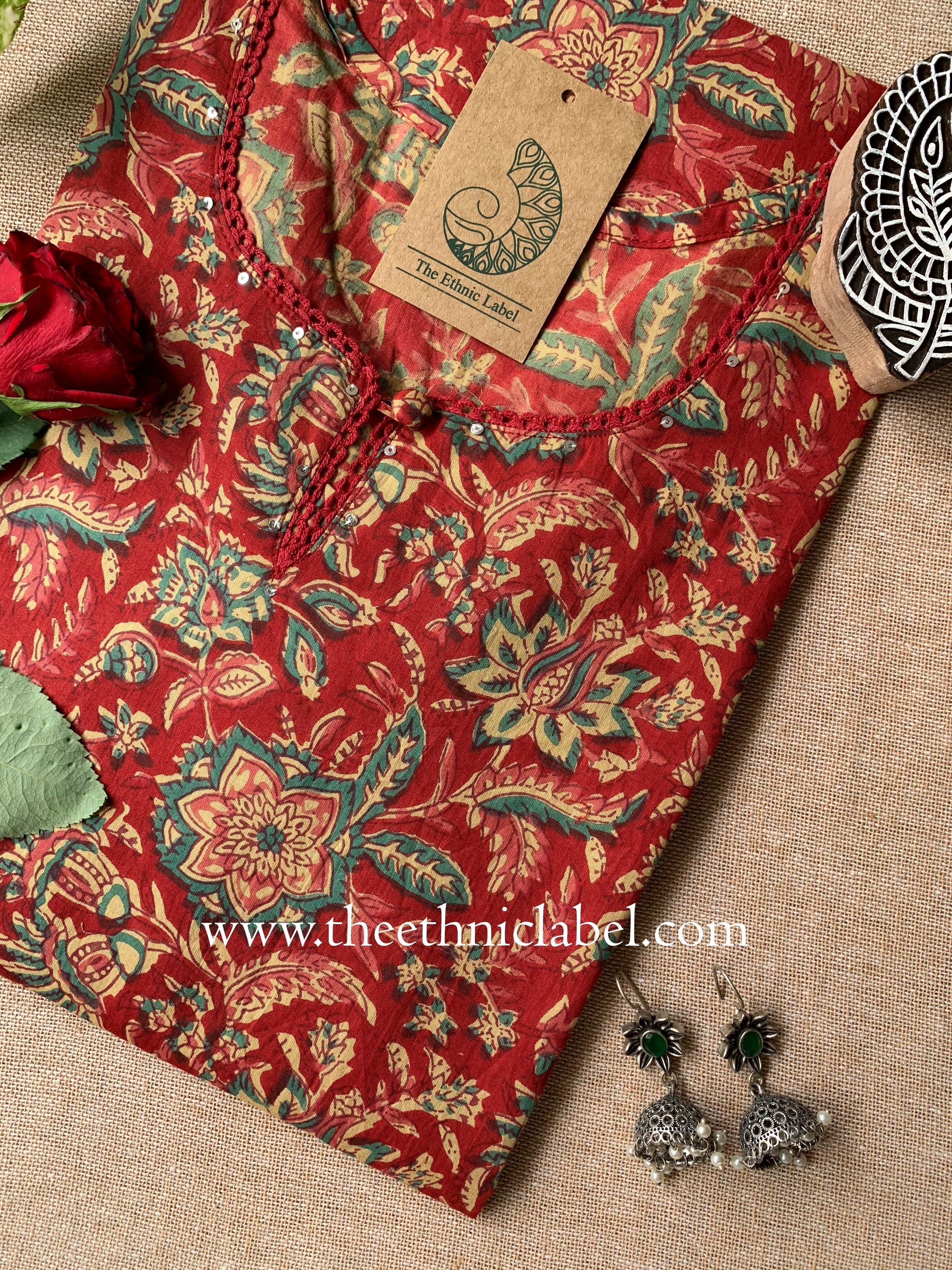 "Zareen" Laced Cotton kurta