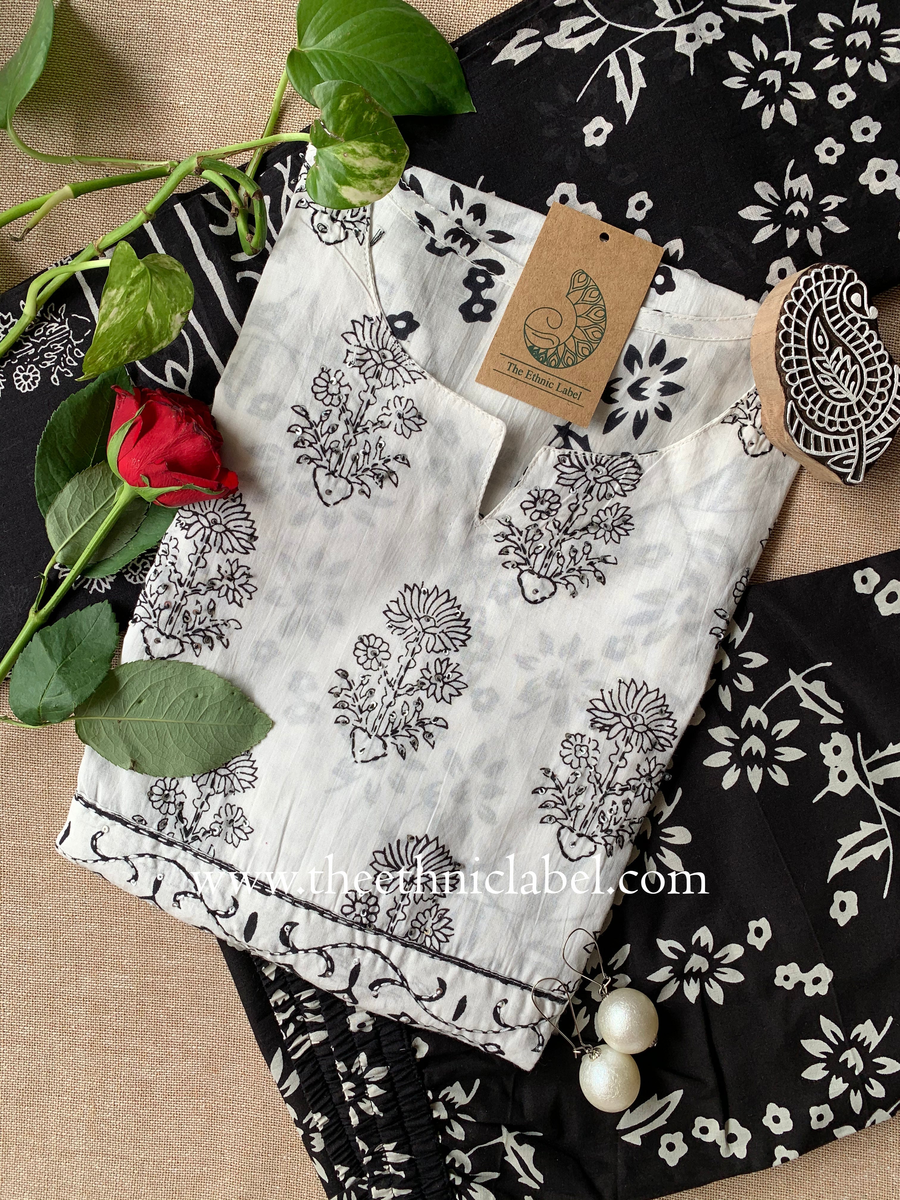"Afsha" Kantha Cotton Kurta Set(3pc)