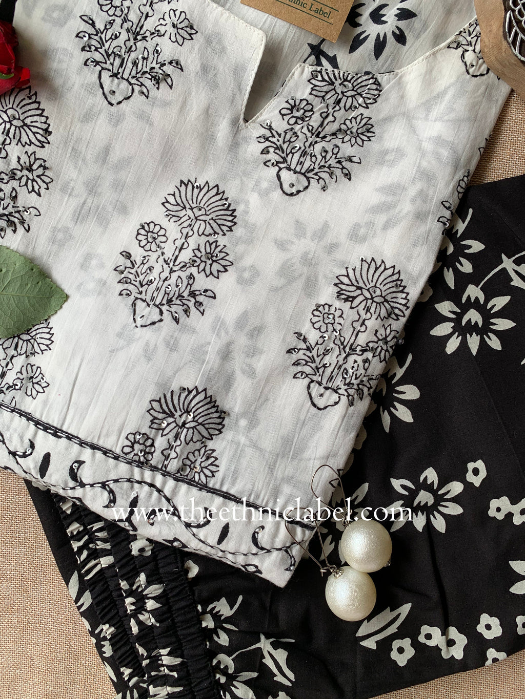 "Afsha" Kantha Cotton Kurta Set(3pc)