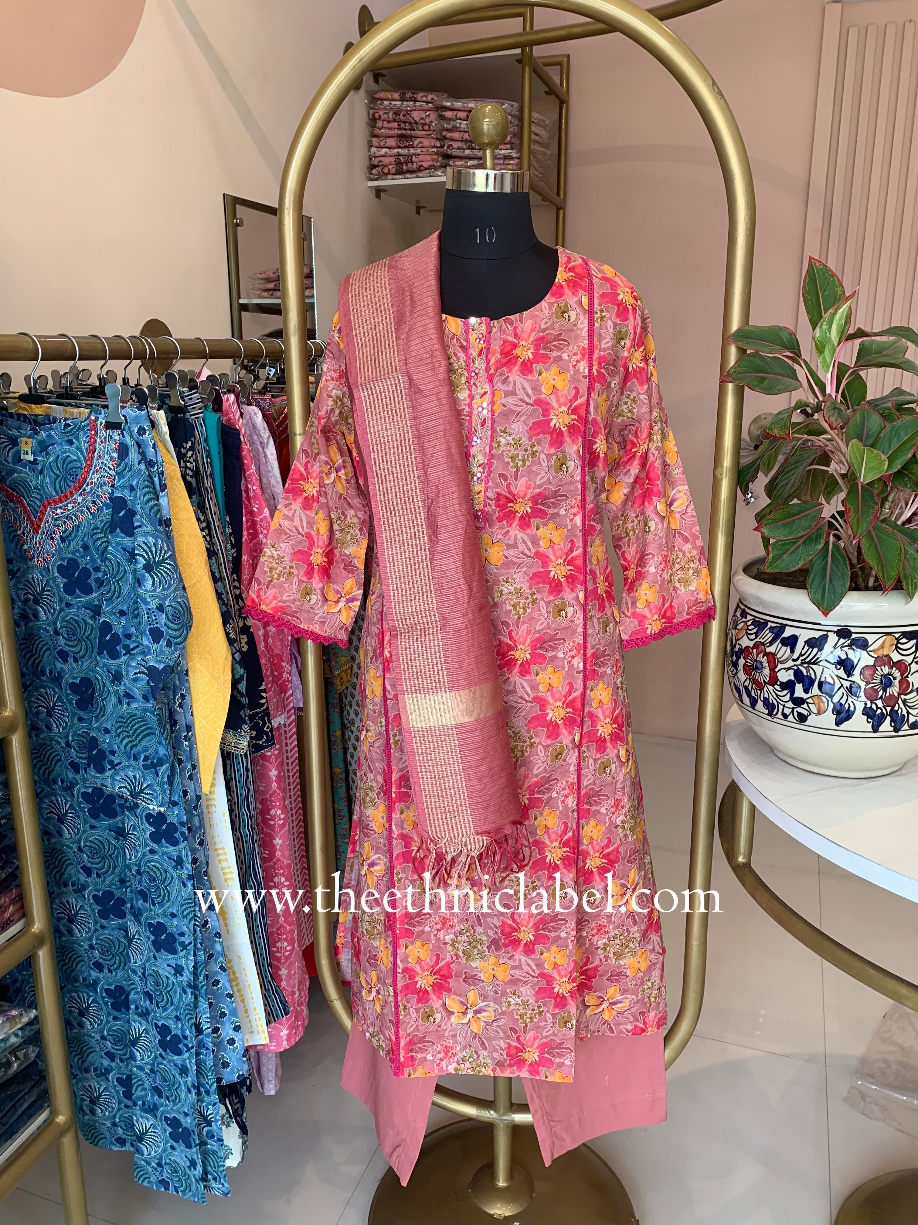 "Falguni" Cotton Kurta Set(3pc)- Big Size