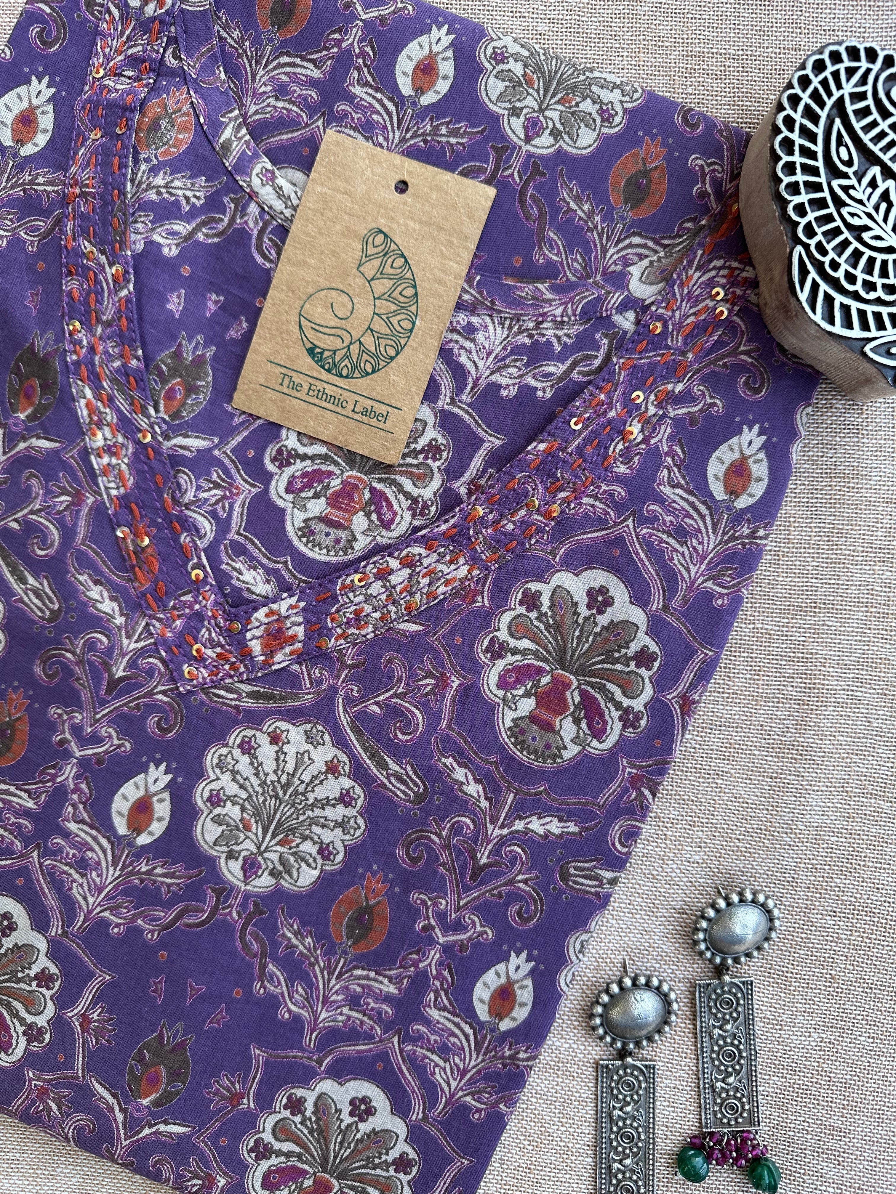 Moira Hand Block Printed Cotton kurta - Big Size