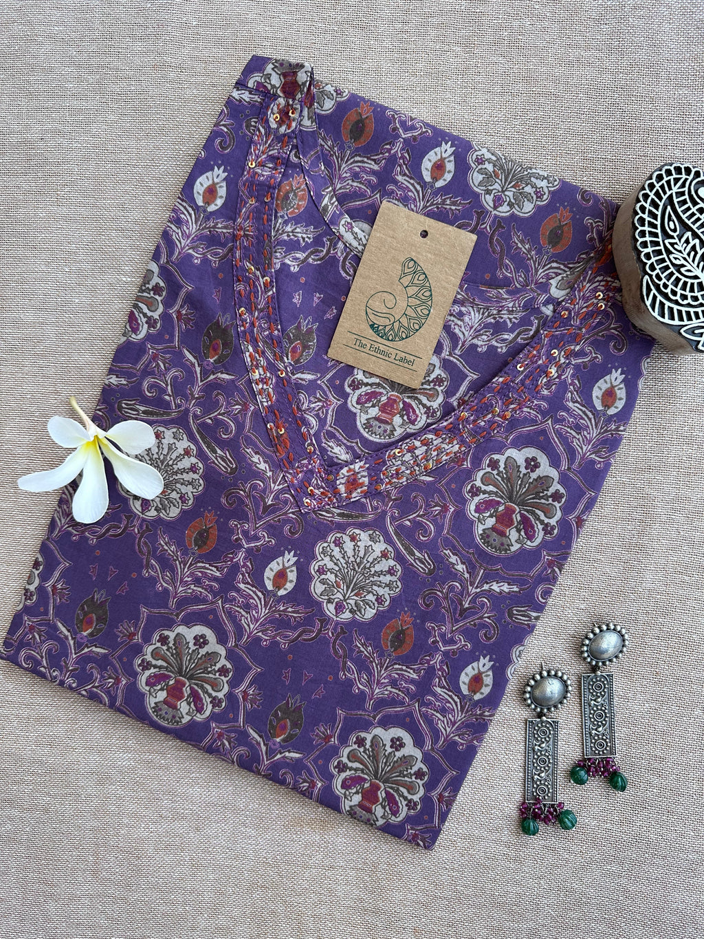 Moira Hand Block Printed Cotton kurta - Big Size