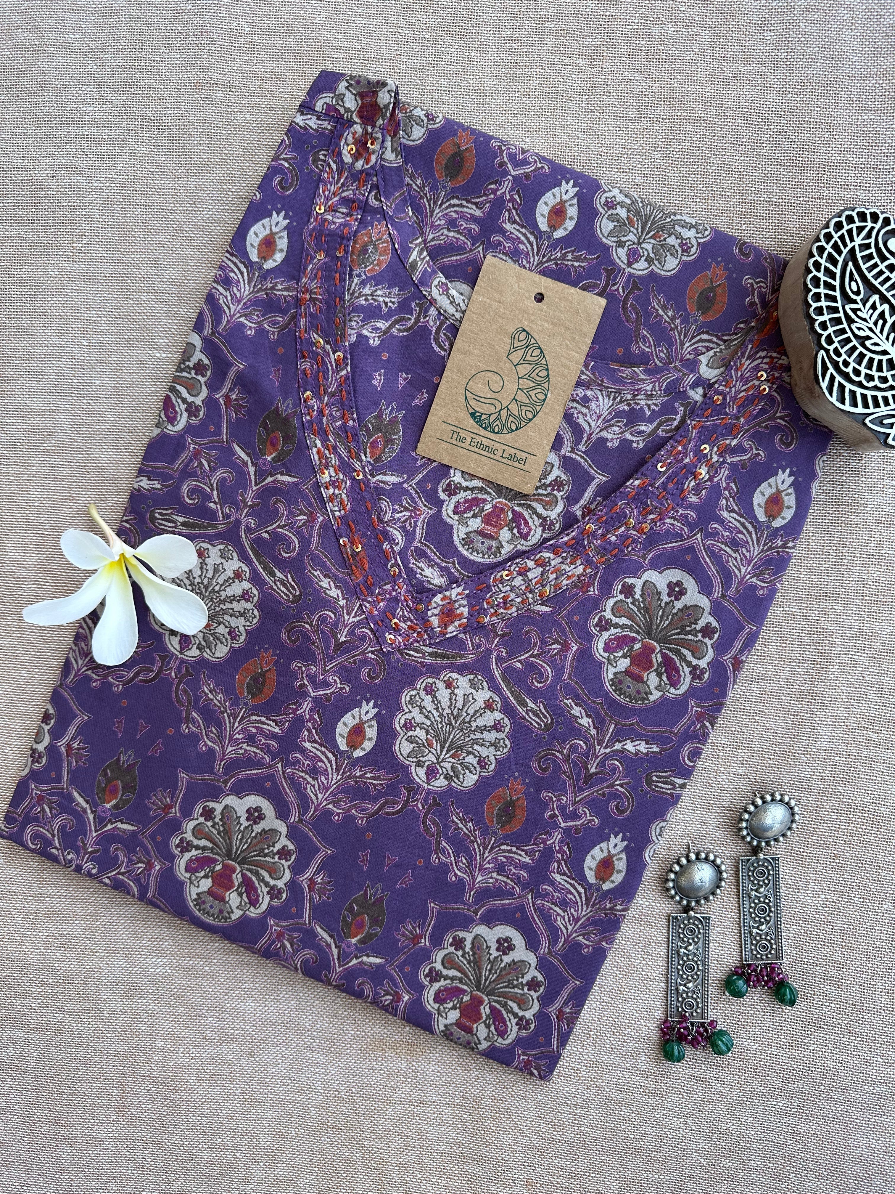 Moira Hand Block Printed Cotton kurta - Big Size