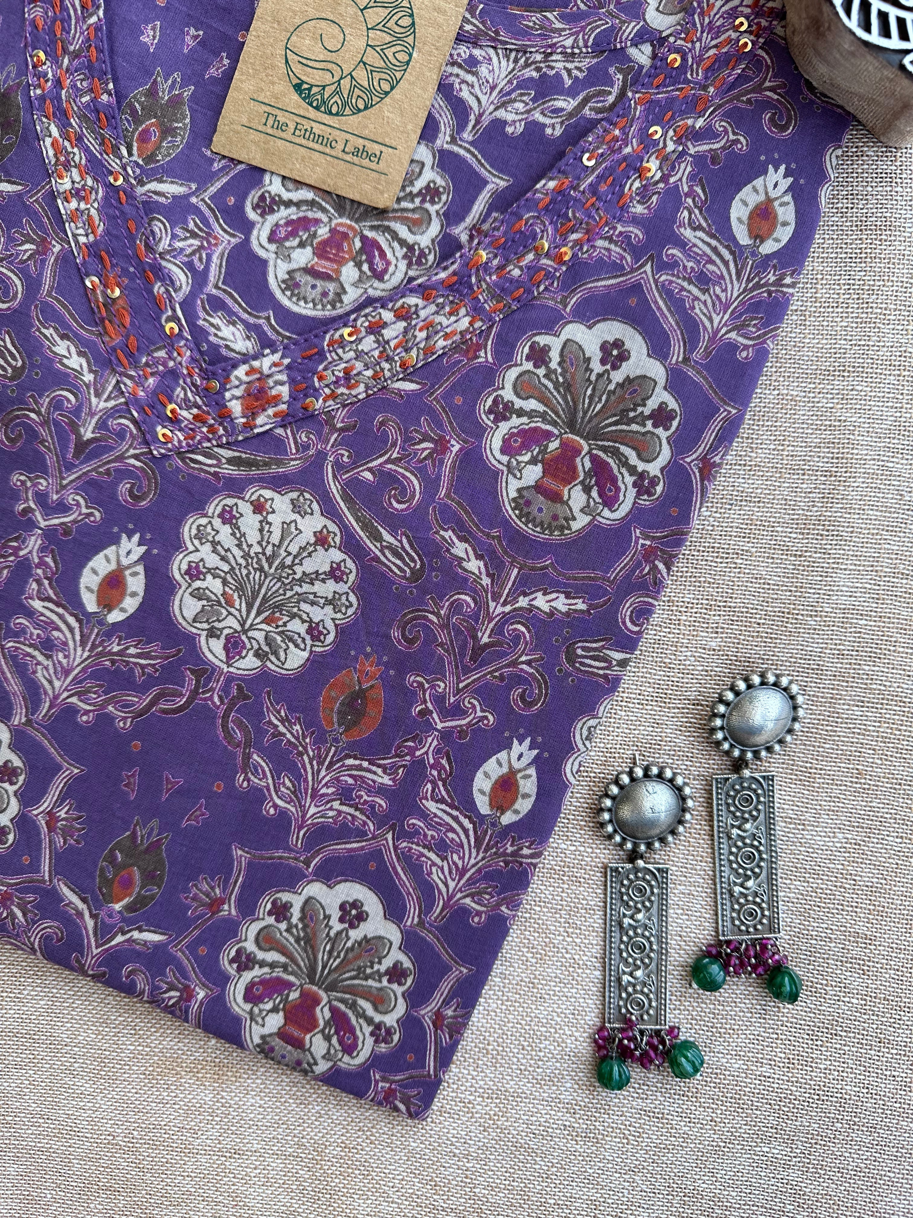 Moira Hand Block Printed Cotton kurta - Big Size