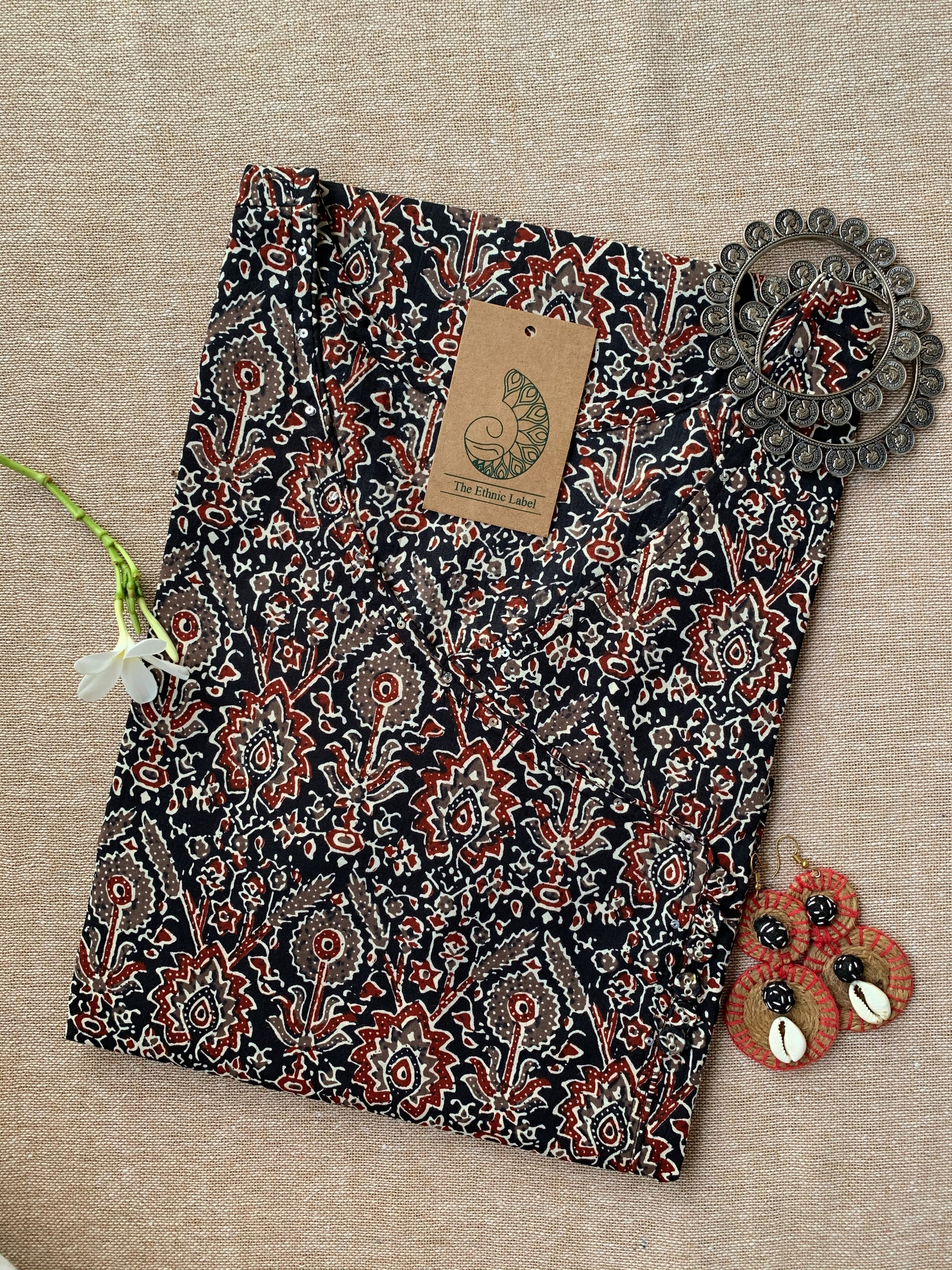 "Aabroo" Ajrakh Hand Block Pritned Cotton Kurta