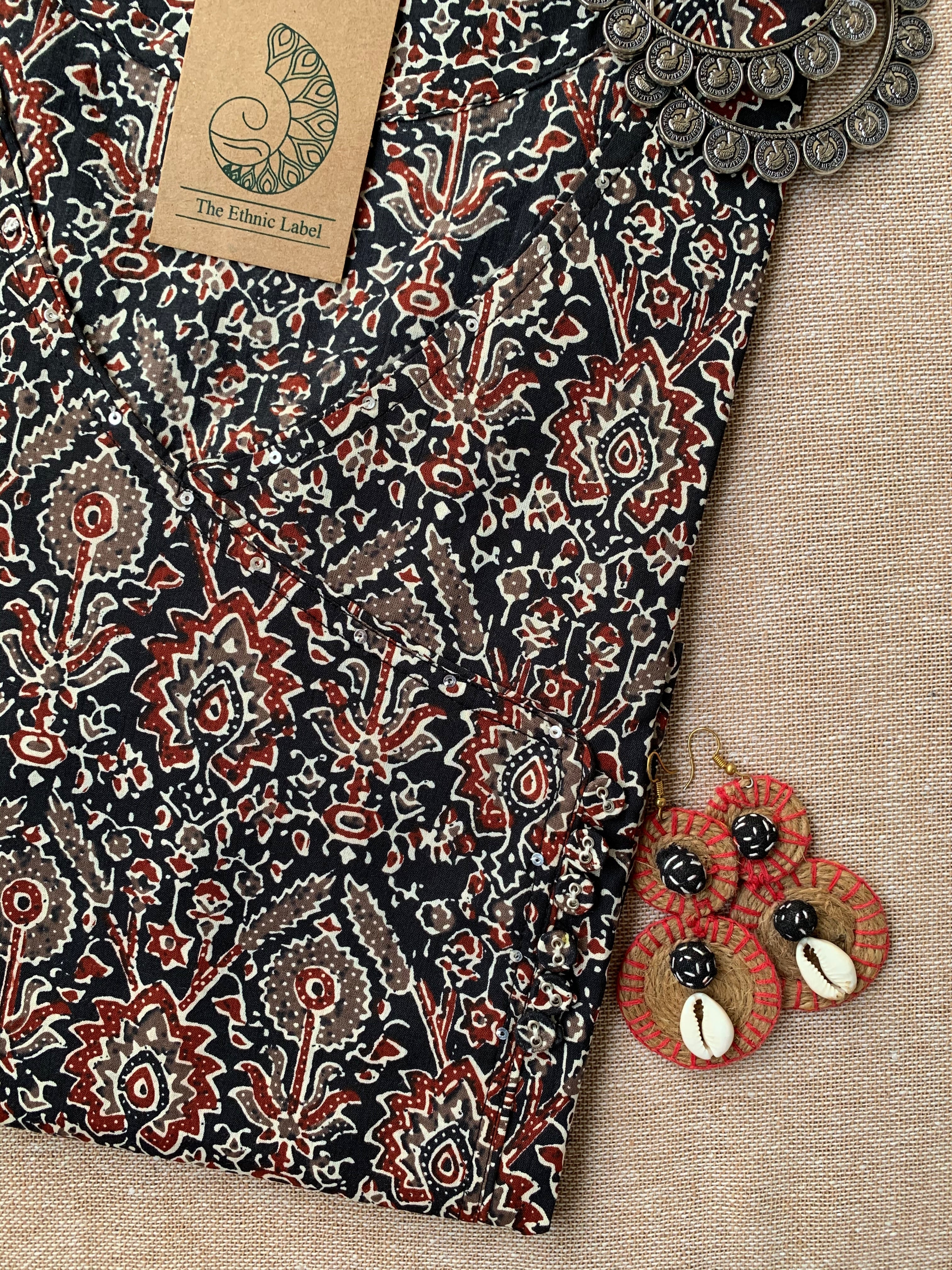 "Aabroo" Ajrakh Hand Block Pritned Cotton Kurta