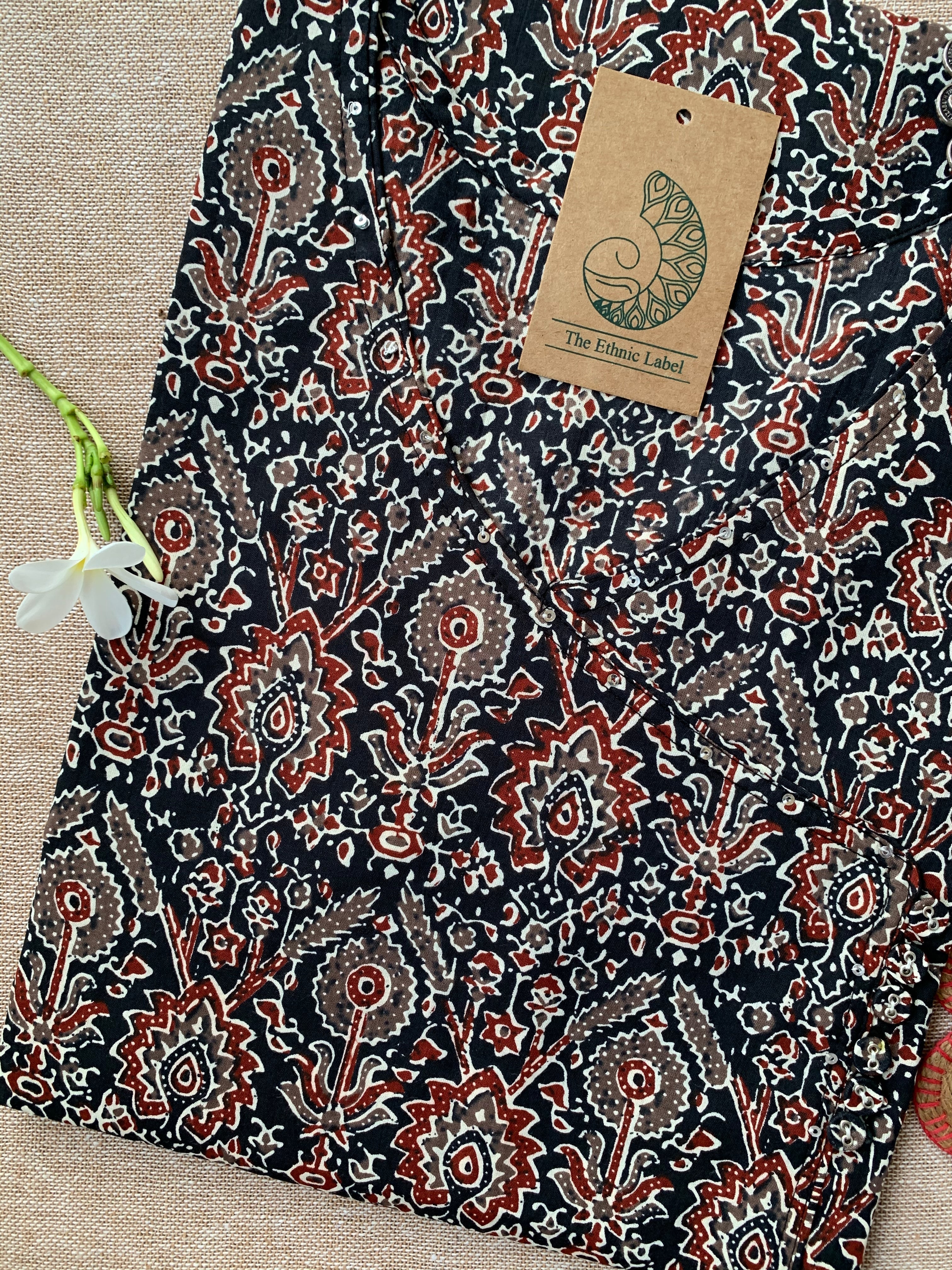 "Aabroo" Ajrakh Hand Block Pritned Cotton Kurta