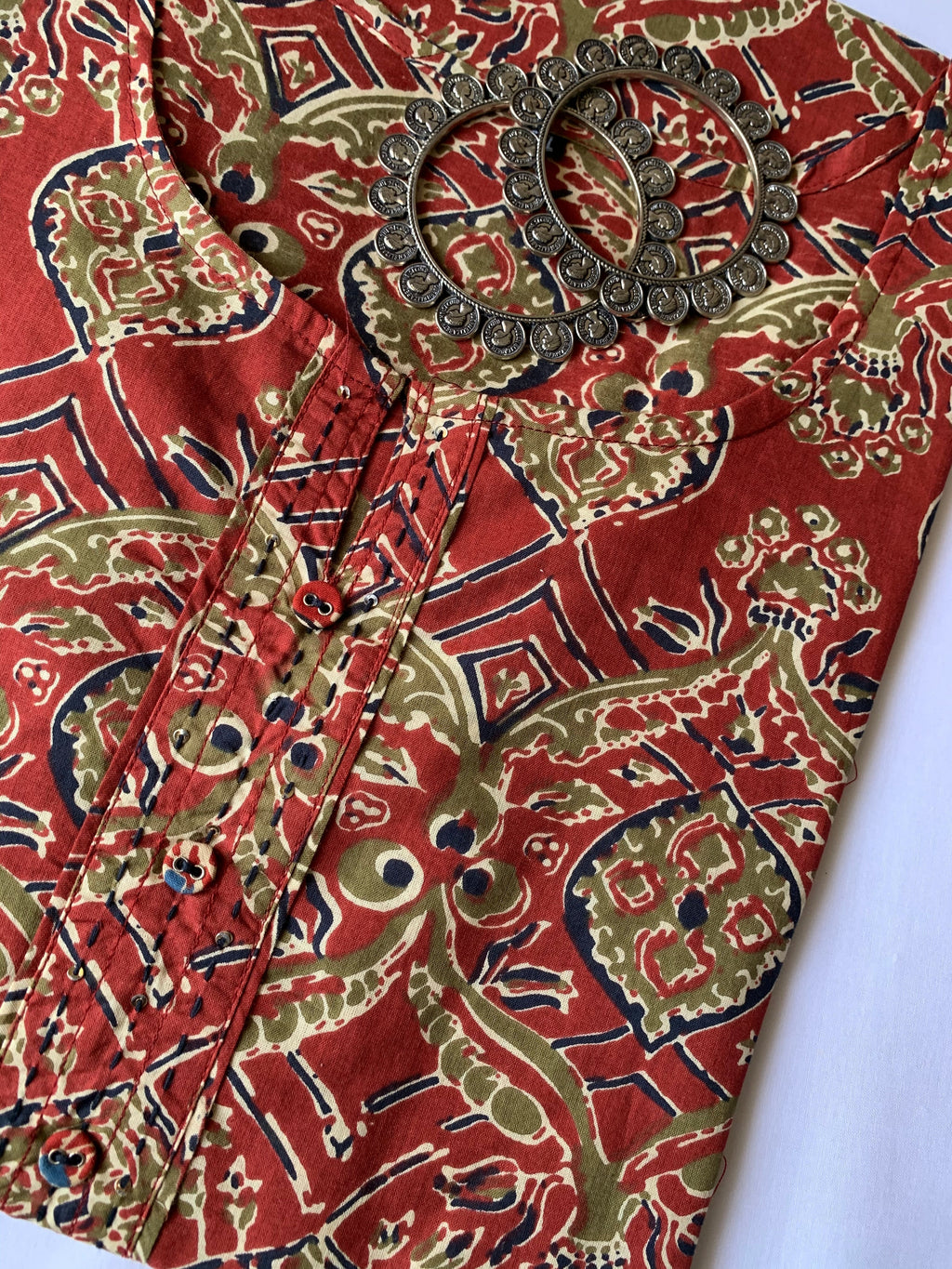 "Imaarat" Ajrakh Cotton Kurta - Big Size