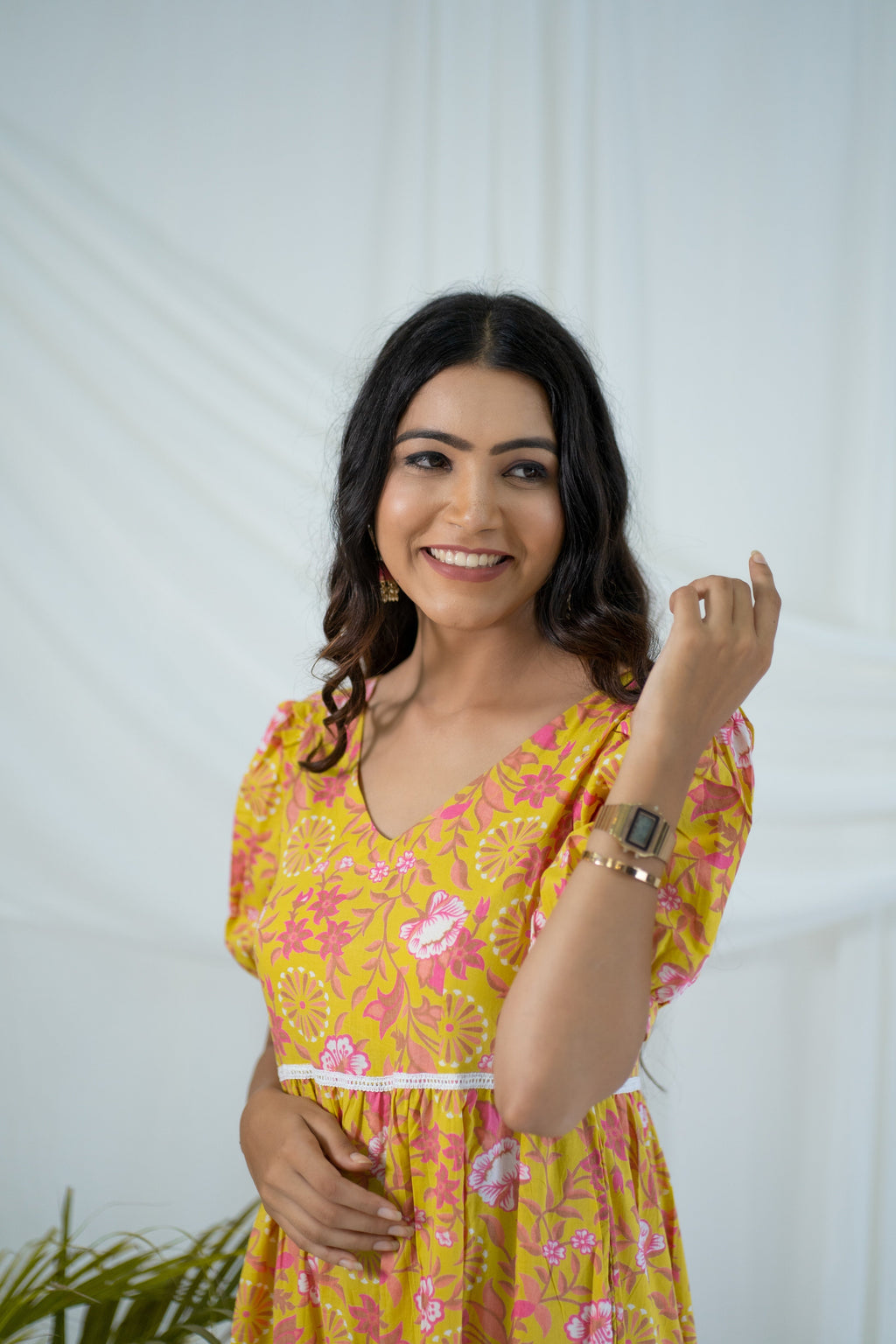 "Sunshine" Flora Hand Block Printed Dress