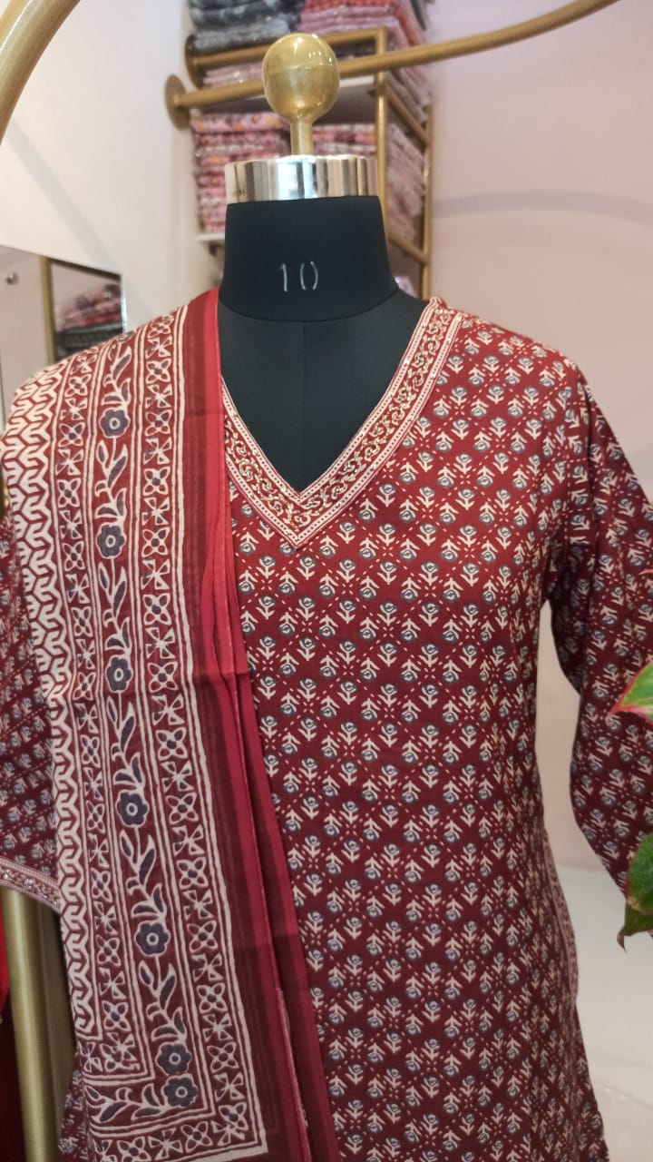 "Anayra" Cotton Kurta Set(3pc)